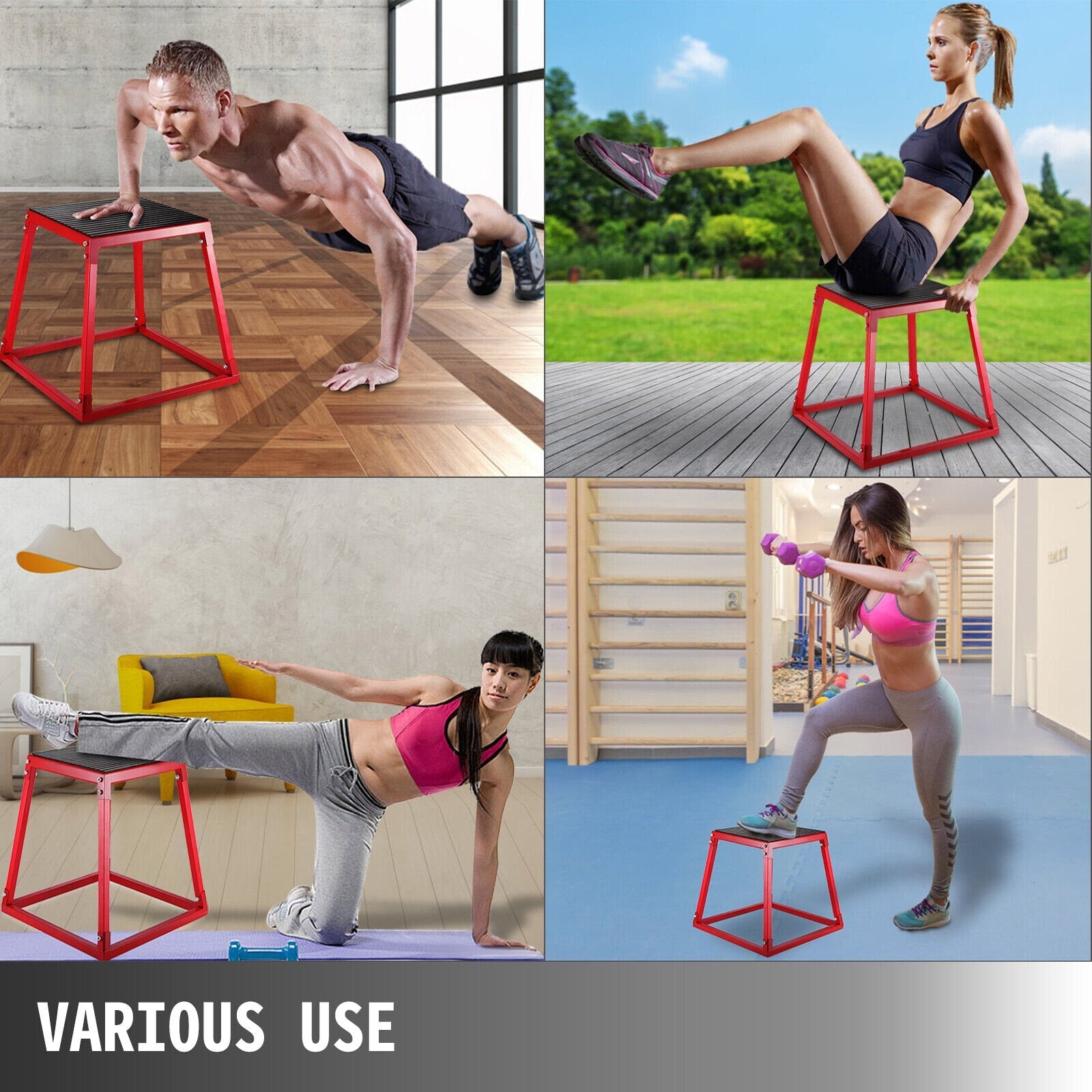 VEVOR Plyometric Box Set?18 Inch Plyometric Platform and Jumping Agility Box Set,Red Plyometric Platform ,for Jump Exercise Fit Training & Crossfit & Conditioning 