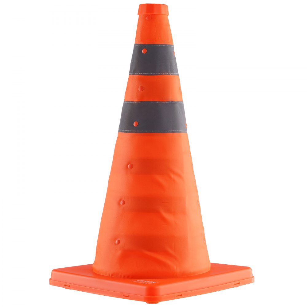 VEVOR Safety Cones, 2 Pack 18 inch Collapsible Traffic Cones, Construction Cones with Reflective Collars, Wide Base and A Storage Bag, for Traffic Control, Driving Training, Parking Lots 
