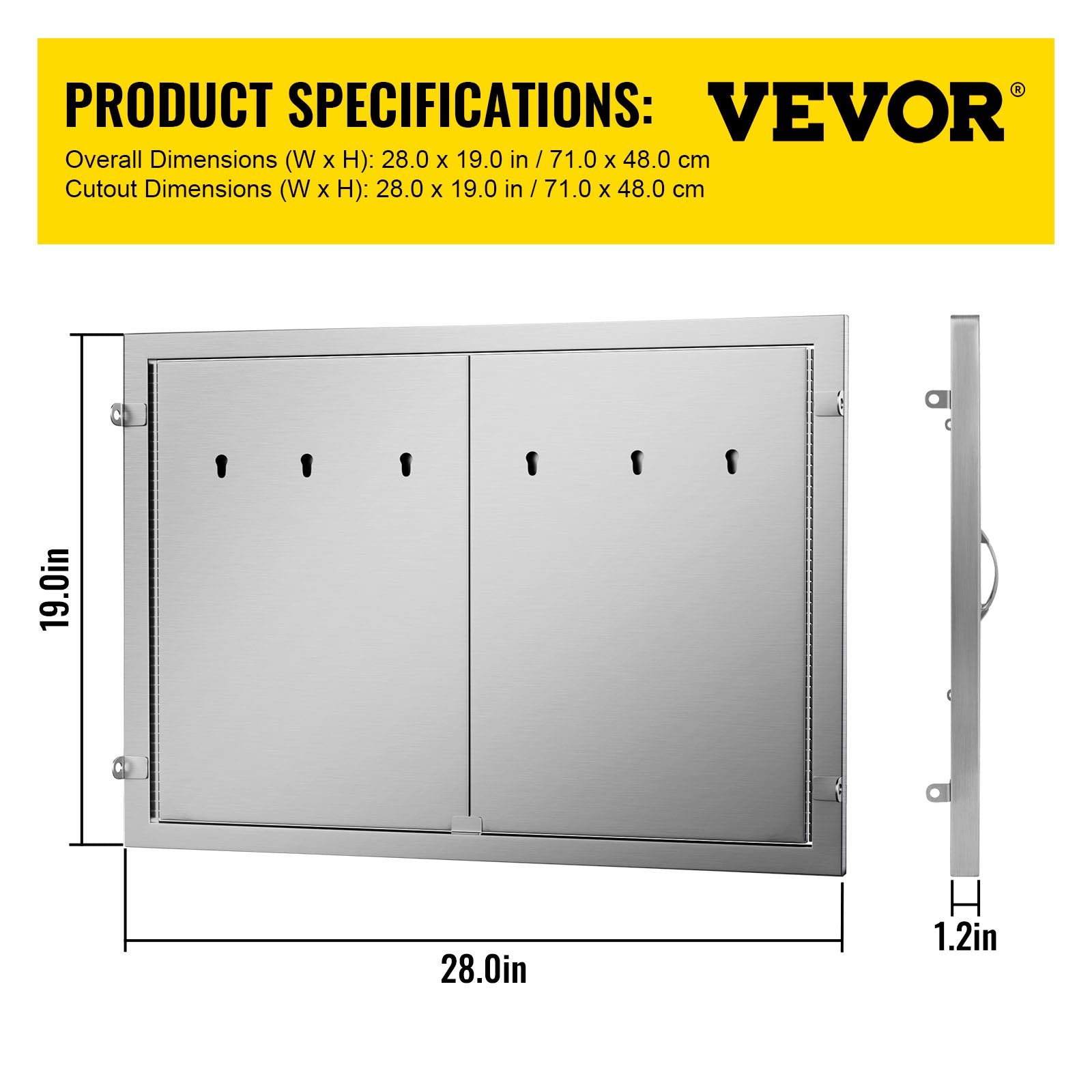 Bbq19"x28"/48x71cm Access Double Walled Door Stainless Doors Vertical Outdoor 