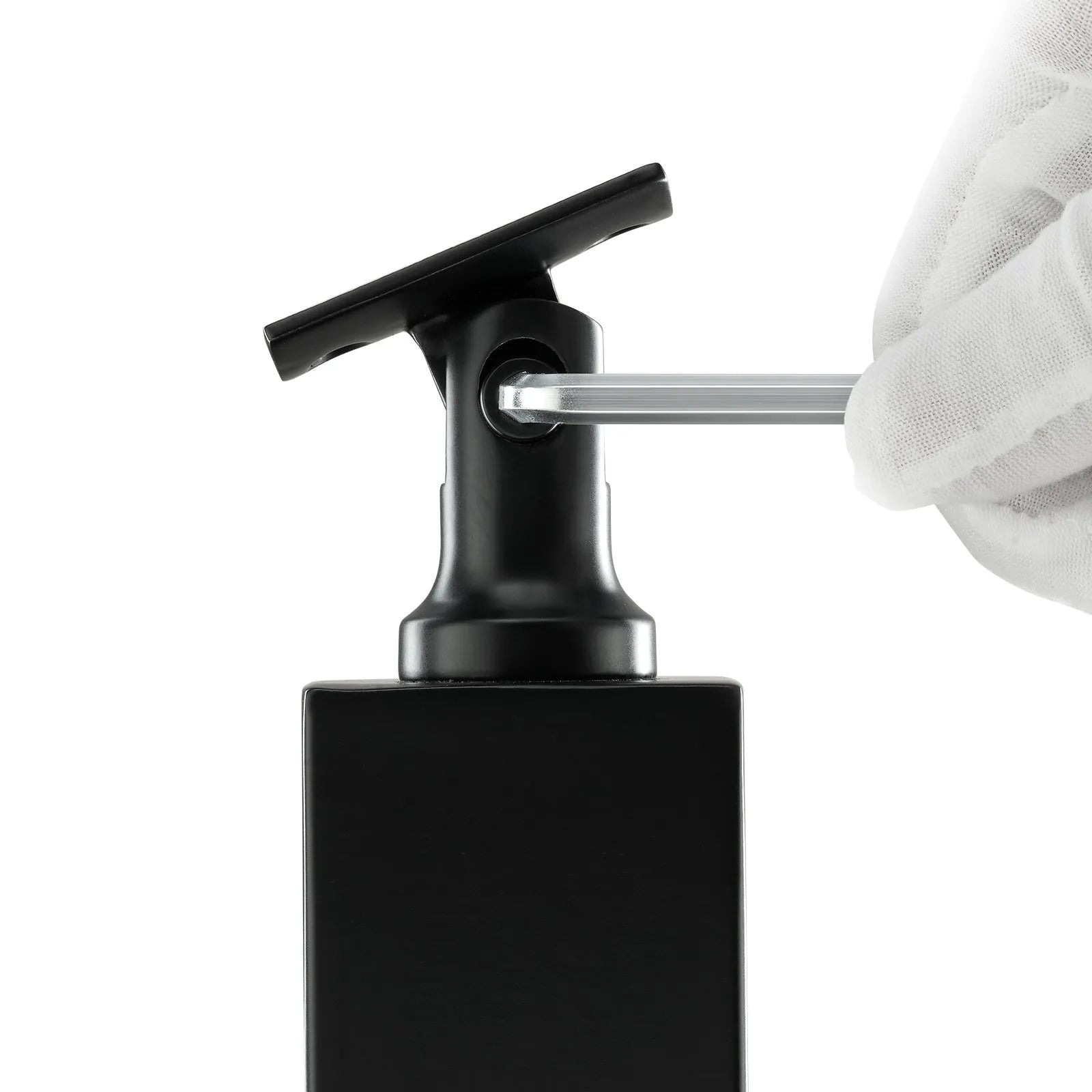 VEVOR Cable Railing Post, 36" x 2" x 2" Steel Level Deck Railing Post Without Holes, SUS304 Stainless Steel Cable Rail Post, Stair Handrail Post with Horizontal and Curved Bracket, 1-Pack, Black