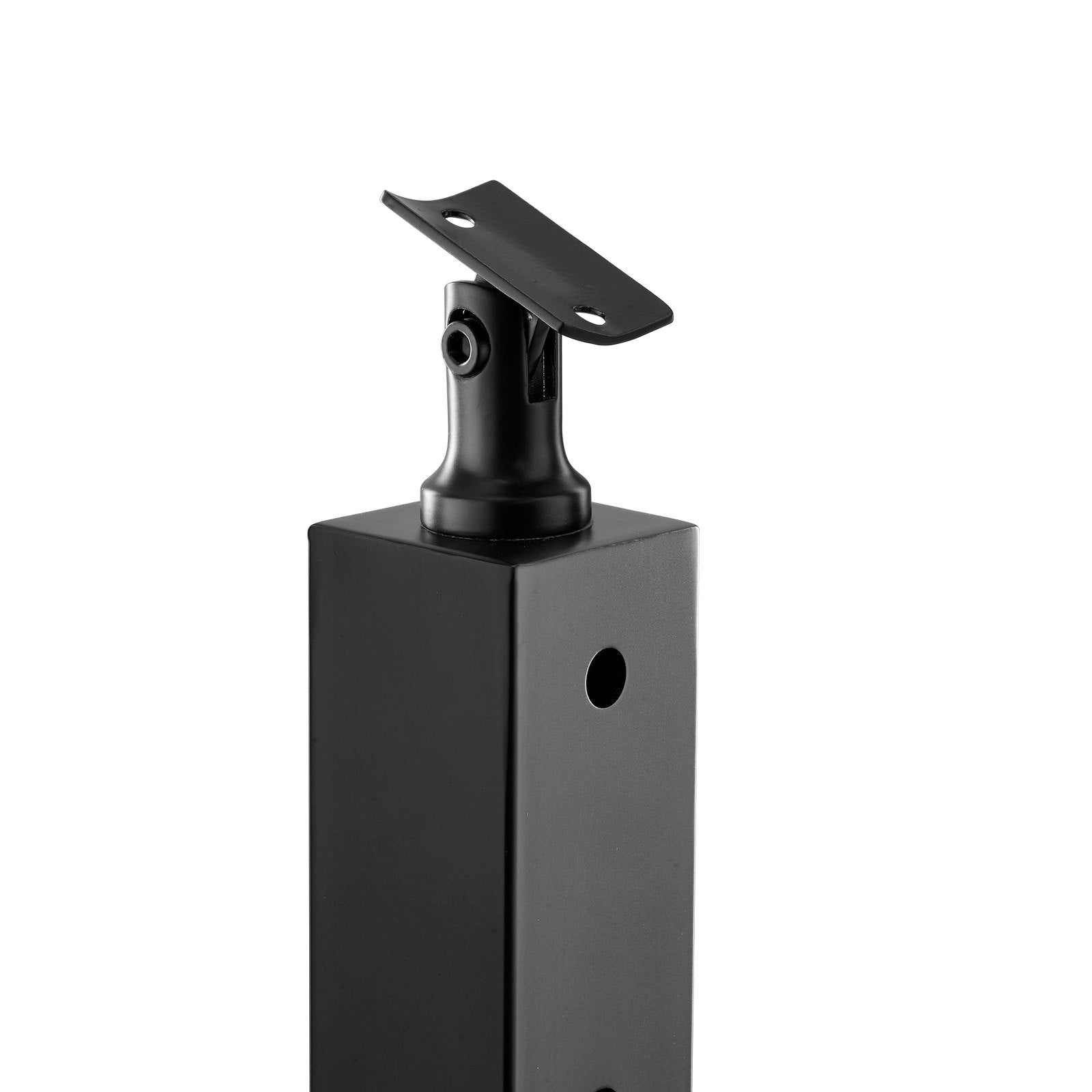 VEVOR Cable Railing Post, 36" x 2" x 2" Steel Horizontal Hole Deck Railing Post, 10 Pre-Drilled Holes, SUS304 Stainless Steel Cable Rail Post with Horizontal and Curved Bracket, 1-Pack, Black 