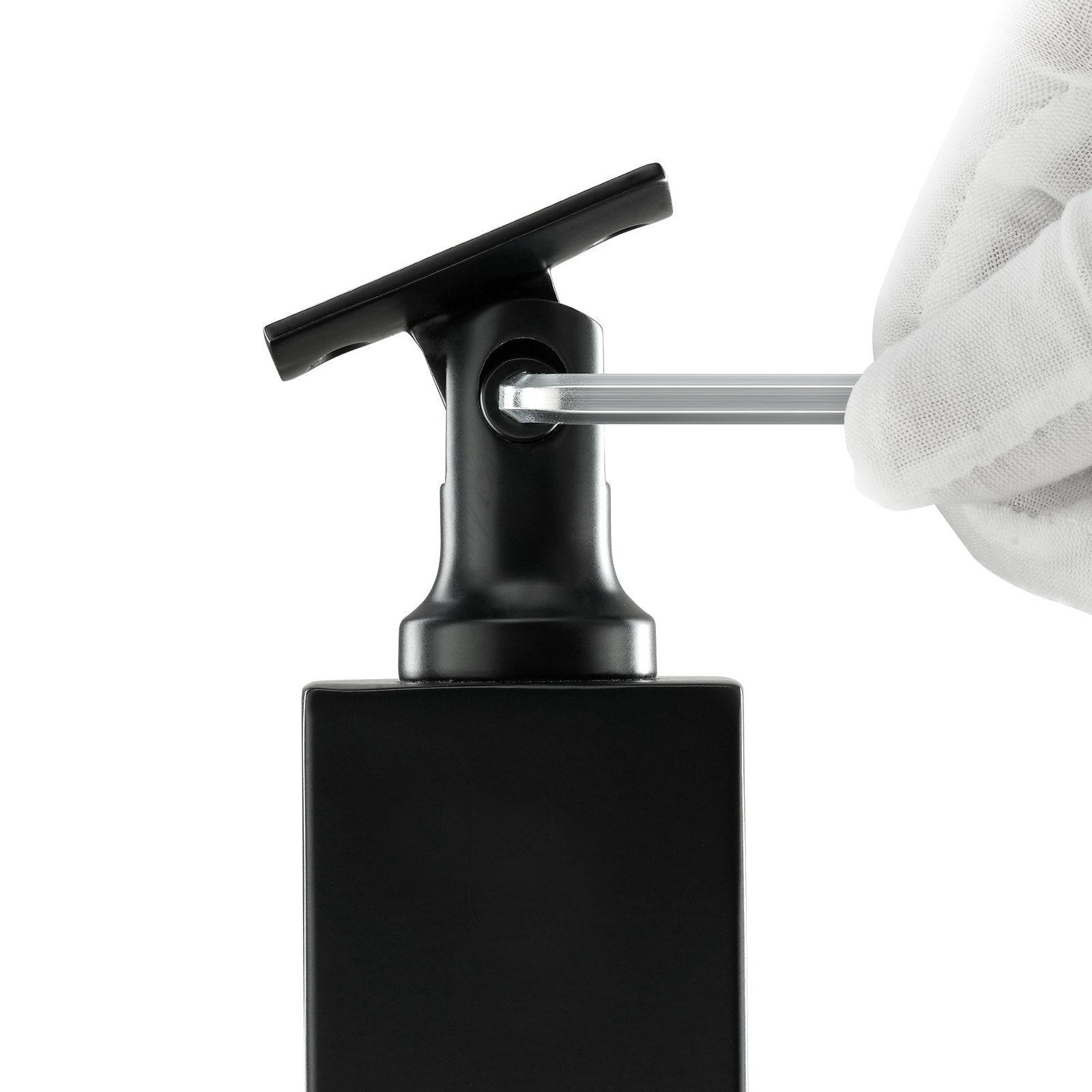 VEVOR Cable Railing Post, 36" x 2" x 2" Steel Horizontal Hole Deck Railing Post, 10 Pre-Drilled Holes, SUS304 Stainless Steel Cable Rail Post with Horizontal and Curved Bracket, 1-Pack, Black 