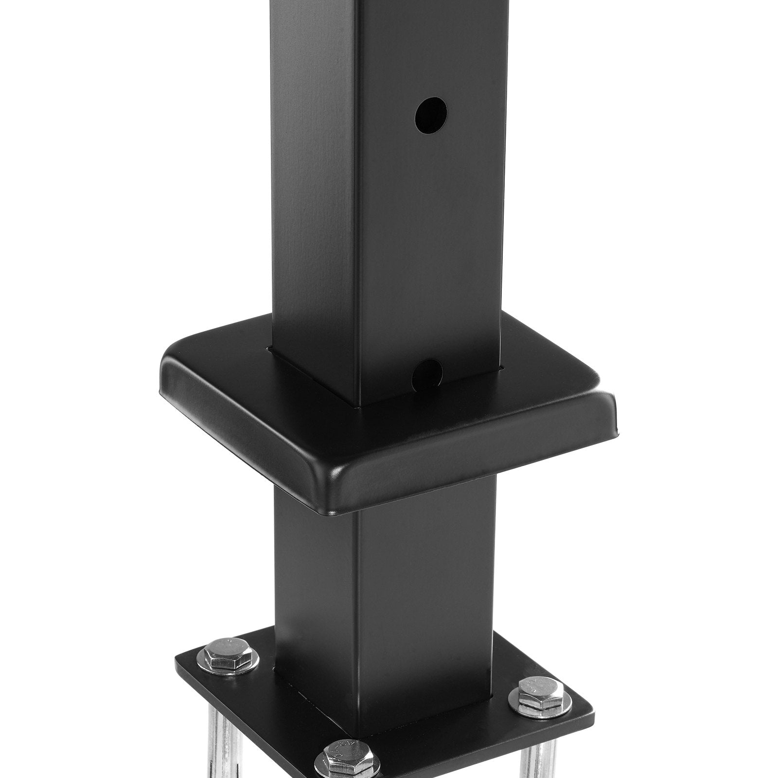 VEVOR Cable Railing Post, 36" x 2" x 2" Steel Horizontal Hole Deck Railing Post, 10 Pre-Drilled Holes, SUS304 Stainless Steel Cable Rail Post with Horizontal and Curved Bracket, 1-Pack, Black 