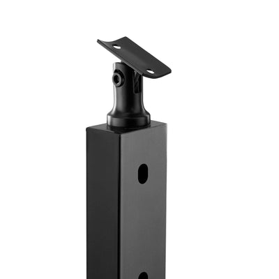 VEVOR Cable Railing Post, 42" x 1" x 2" Steel 30° Angled Hole Stair Railing Post, 12 Pre-Drilled Holes, SUS304 Stainless Steel Cable Rail Post with Horizontal and Curved Bracket, 1-Pack, Black 