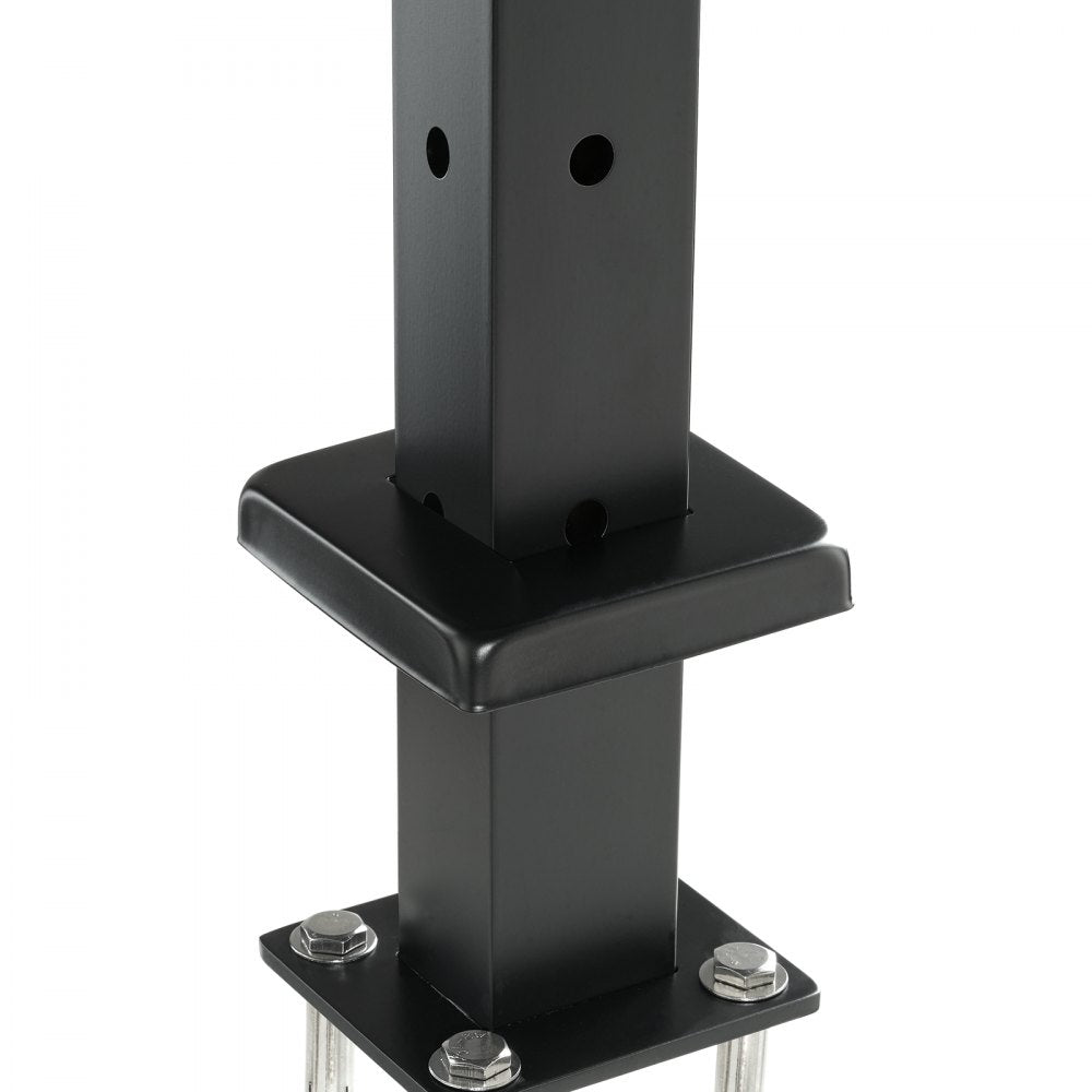 VEVOR Cable Railing Post, 36" x 1" x 2" Steel L-Shaped Hole Corner Railing Post, 10 Pre-Drilled Holes, SUS304 Stainless Steel Cable Rail Post with Horizontal and Curved Bracket, 1-Pack, Black 