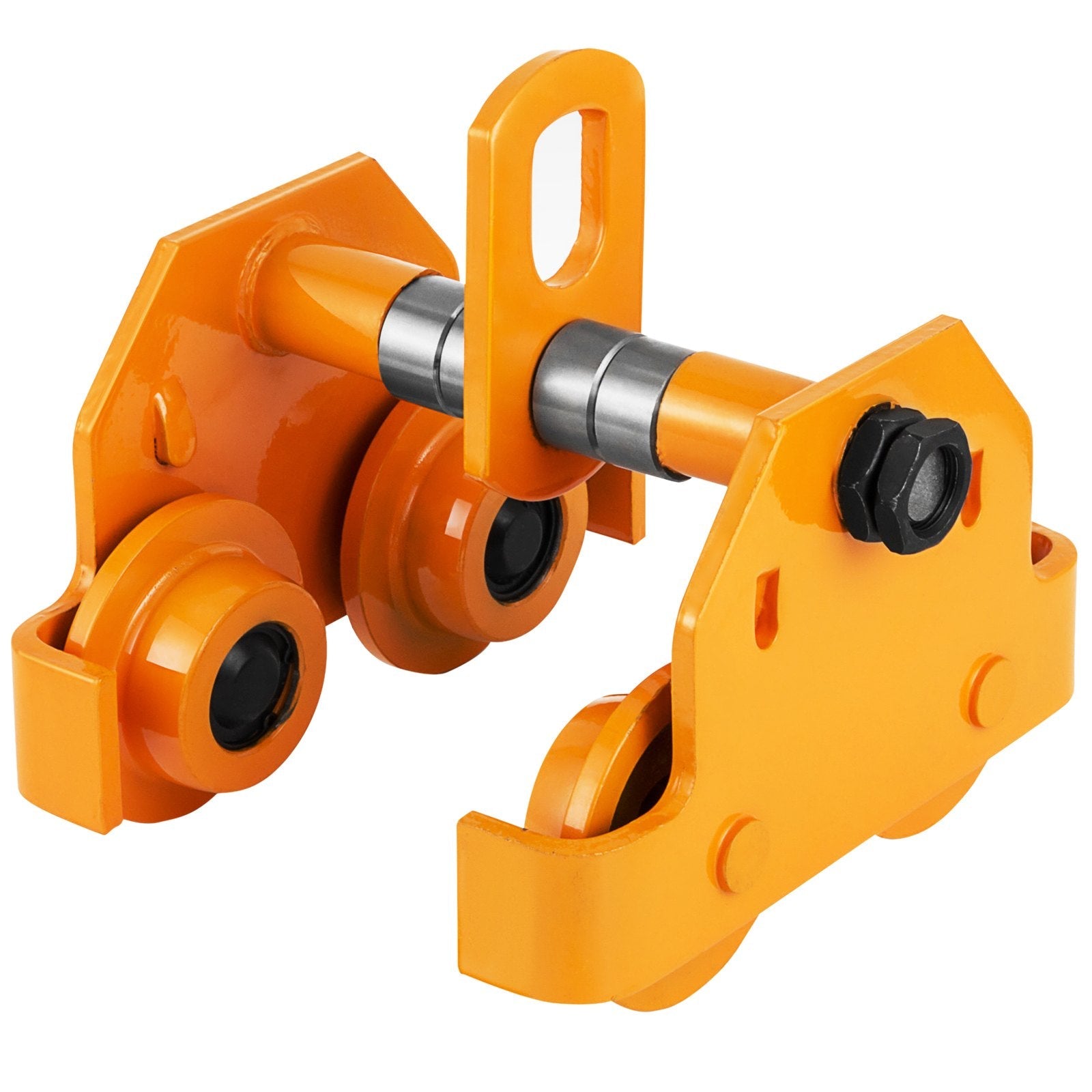 VEVOR Heavy Duty Manual 2200LBS Capacity Plain 1 Ton Push Track Roller Trolley Crane Lift Dual Wheels Garage Hoist for Straight Curved I Beam 