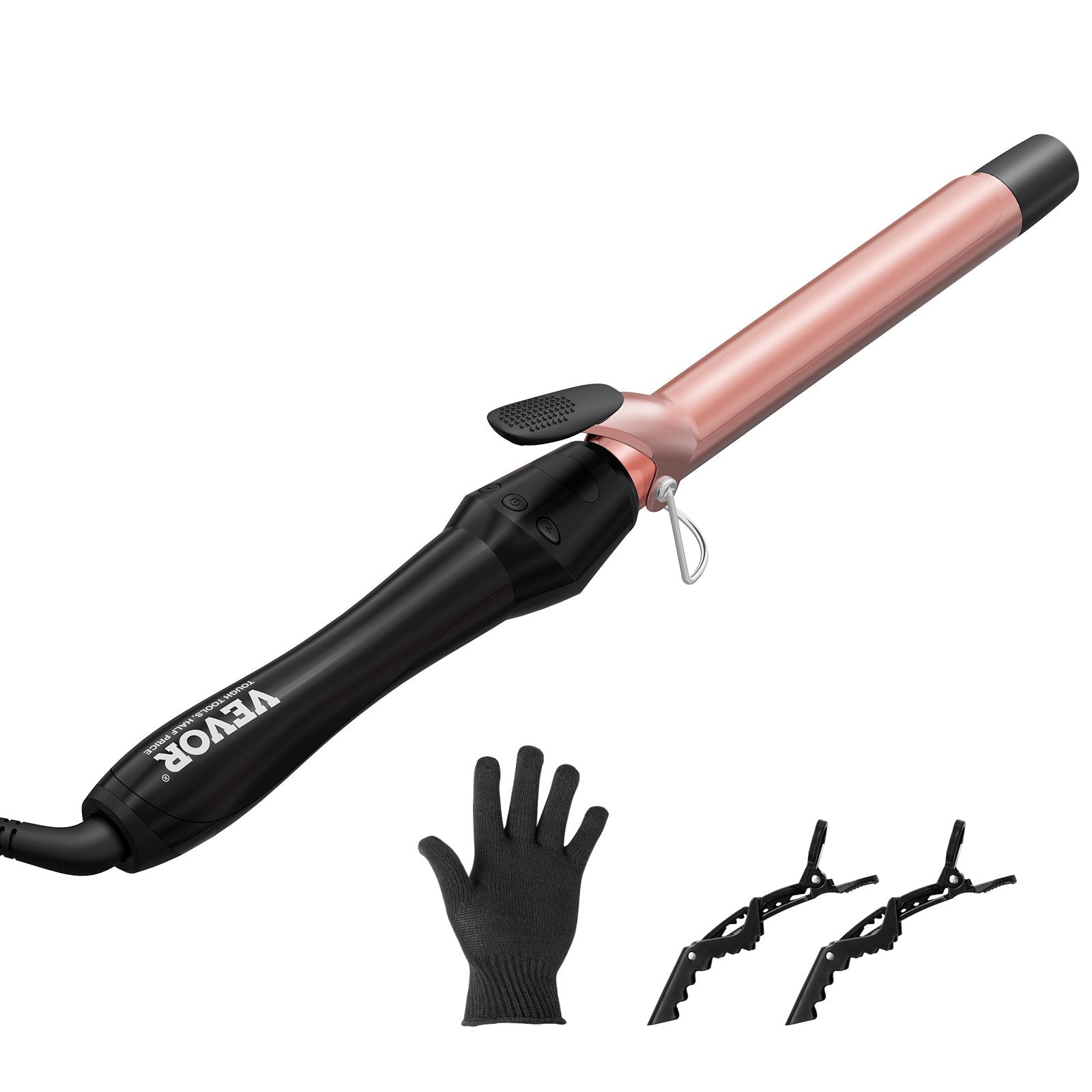 VEVOR 1-Inch Curling Iron Ceramic Hair Curling Wand for All Hair Types Rose Gold 