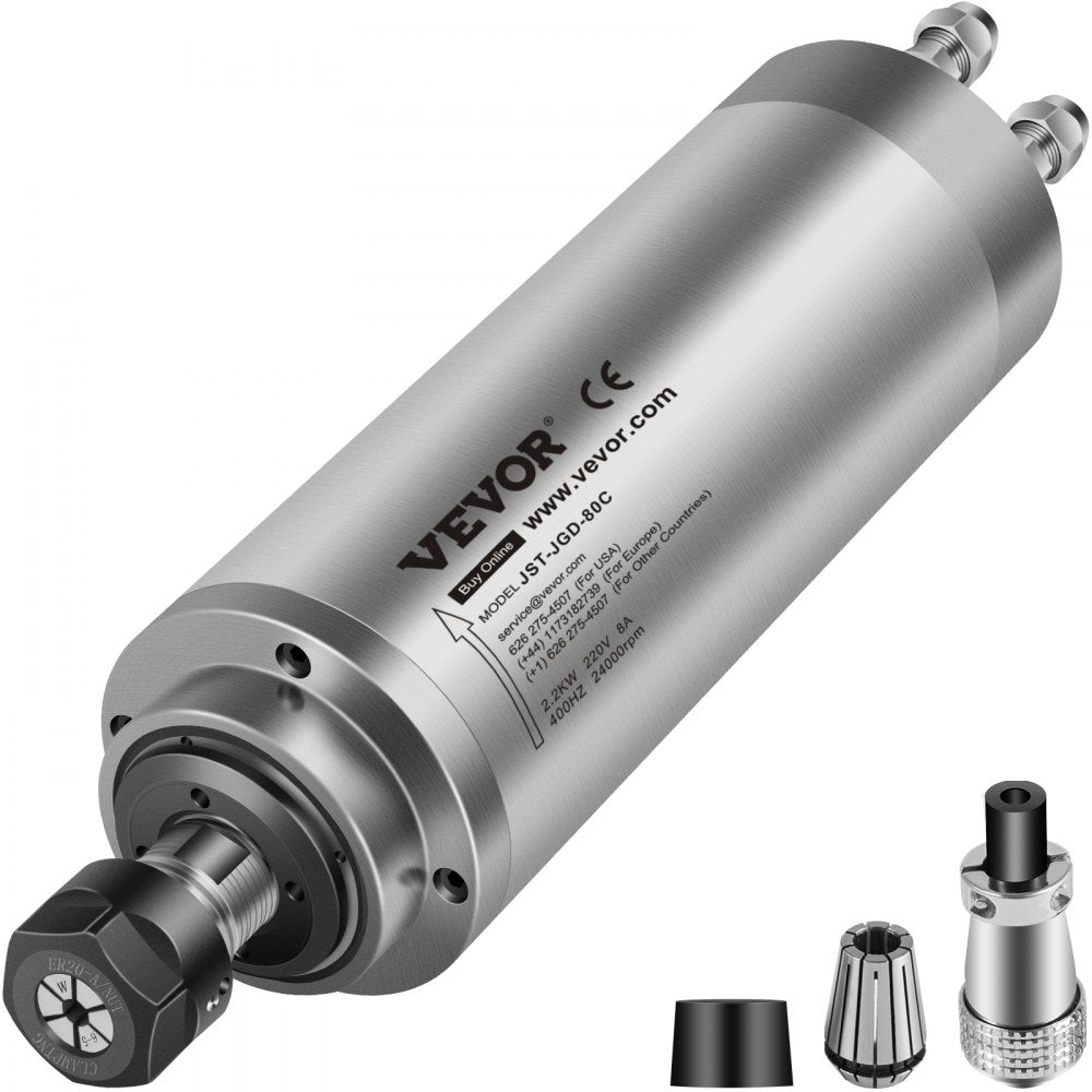 VEVOR Spindle Motor 2.2KW Water Cooled CNC Spindle Motor 2HP ER20 CNC Milling Motor 8000-24000 R/min for PCB Milling Machine 