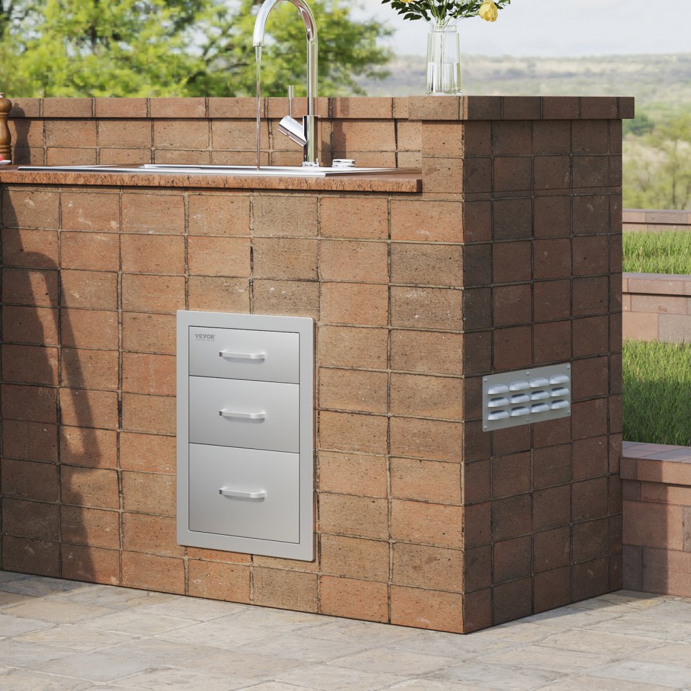 BBQ Island/ Outdoor Kitchen Triple Drawers 20.25"X14" Stainless Steel BBQ Drawer 