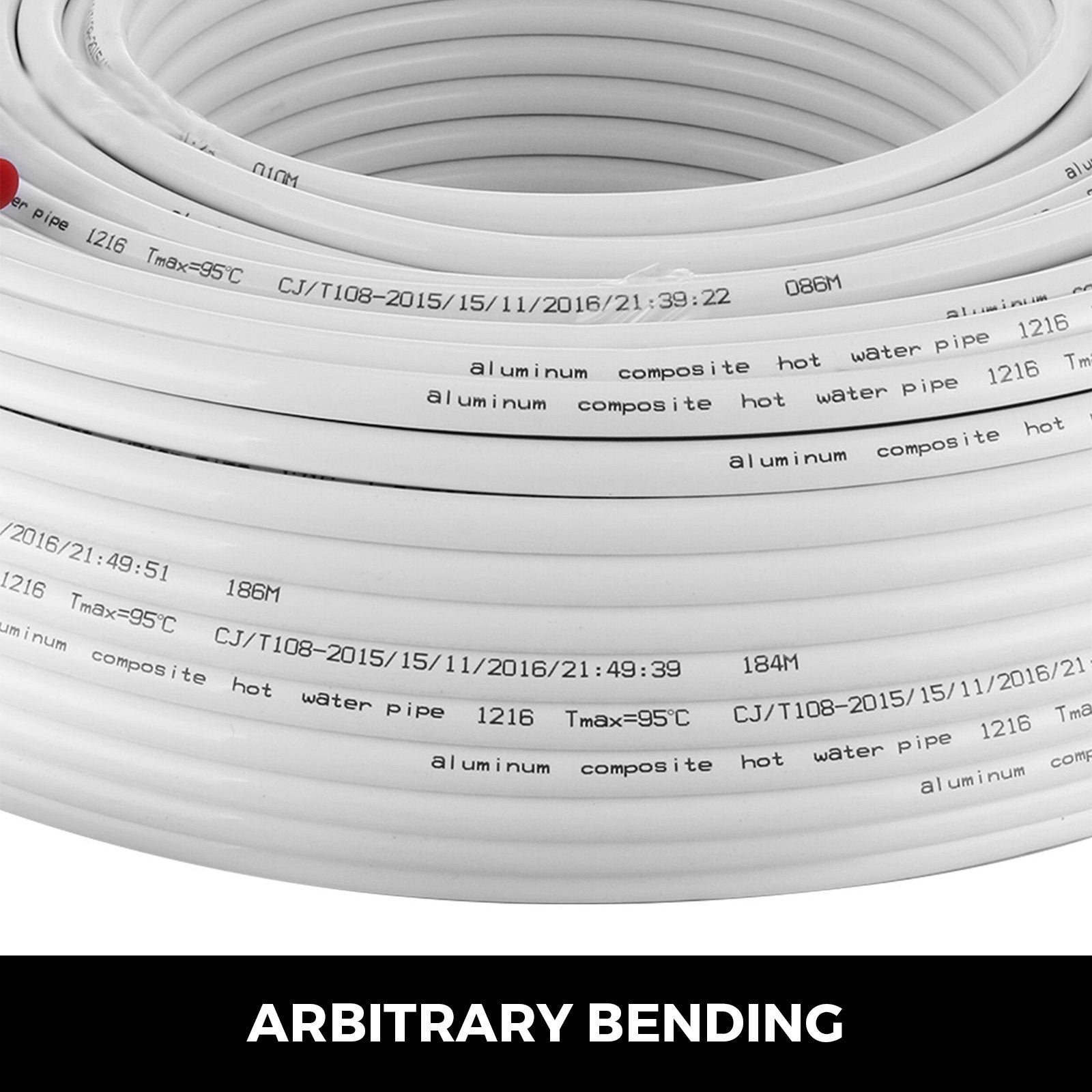 VEVOR PEX AL PEX Tubing 1/2 inch Roll of 656 Ft 200 M Radiant Heat Tubing Nontoxic for Heating and Plumbing Hot and Cold Water Piping Radiant Floor PEX Al Tubing White 