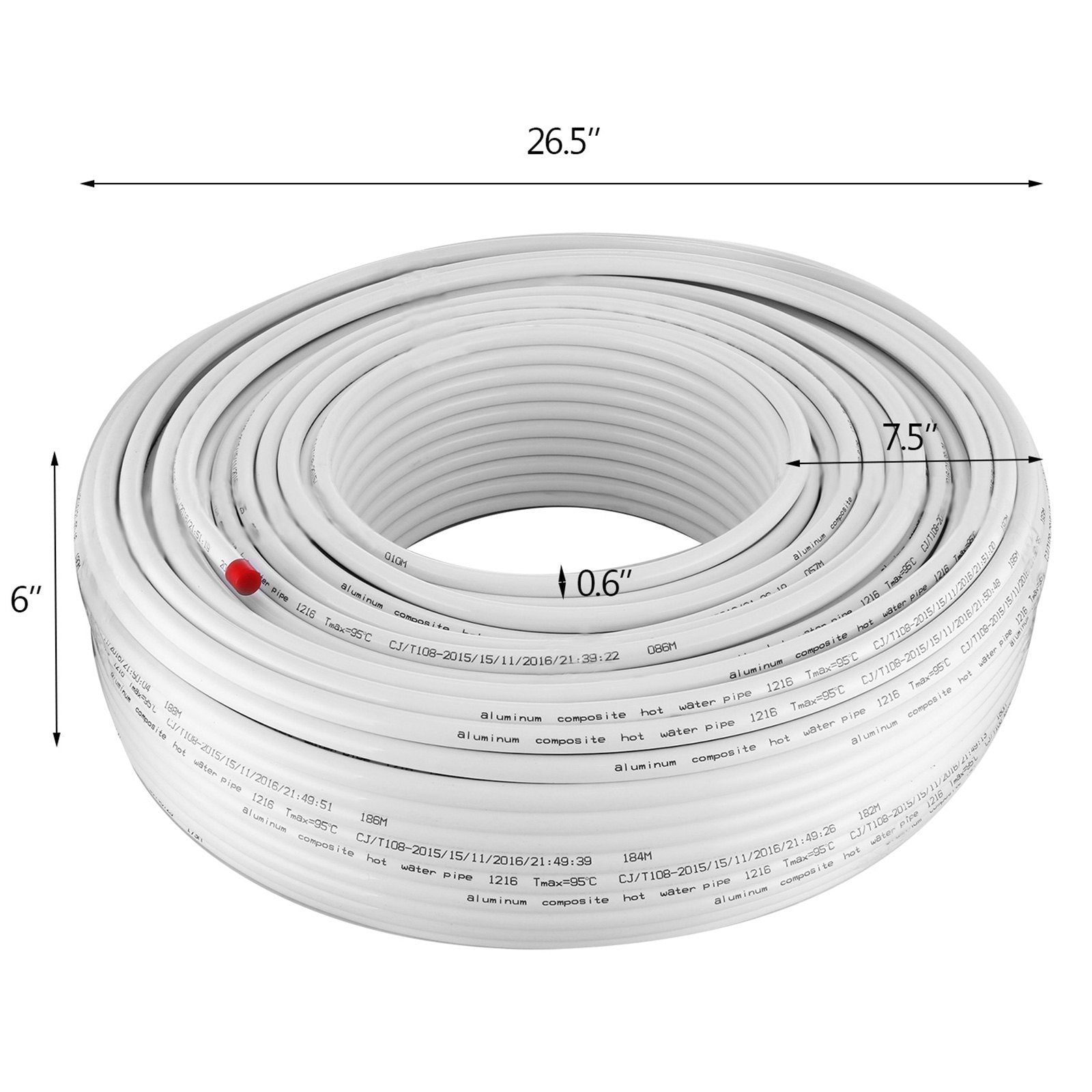 VEVOR PEX AL PEX Tubing 1/2 inch Roll of 656 Ft 200 M Radiant Heat Tubing Nontoxic for Heating and Plumbing Hot and Cold Water Piping Radiant Floor PEX Al Tubing White 