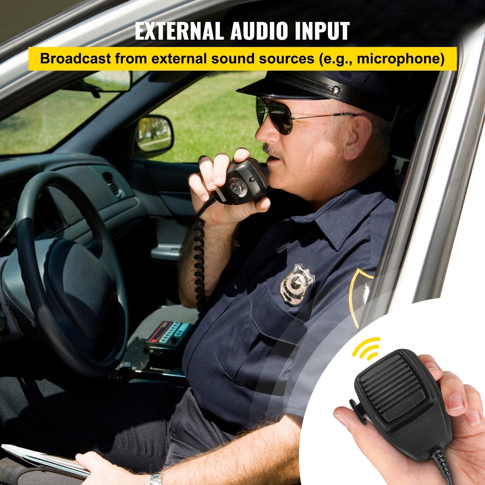 VEVOR Siren Bundle 8 Tones Emergency Warning Siren, 200W, with PA Speaker MIC System Vehicle Siren Box Fit for Police, Ambulance, Fire Fighting and Engineer Vehicles 