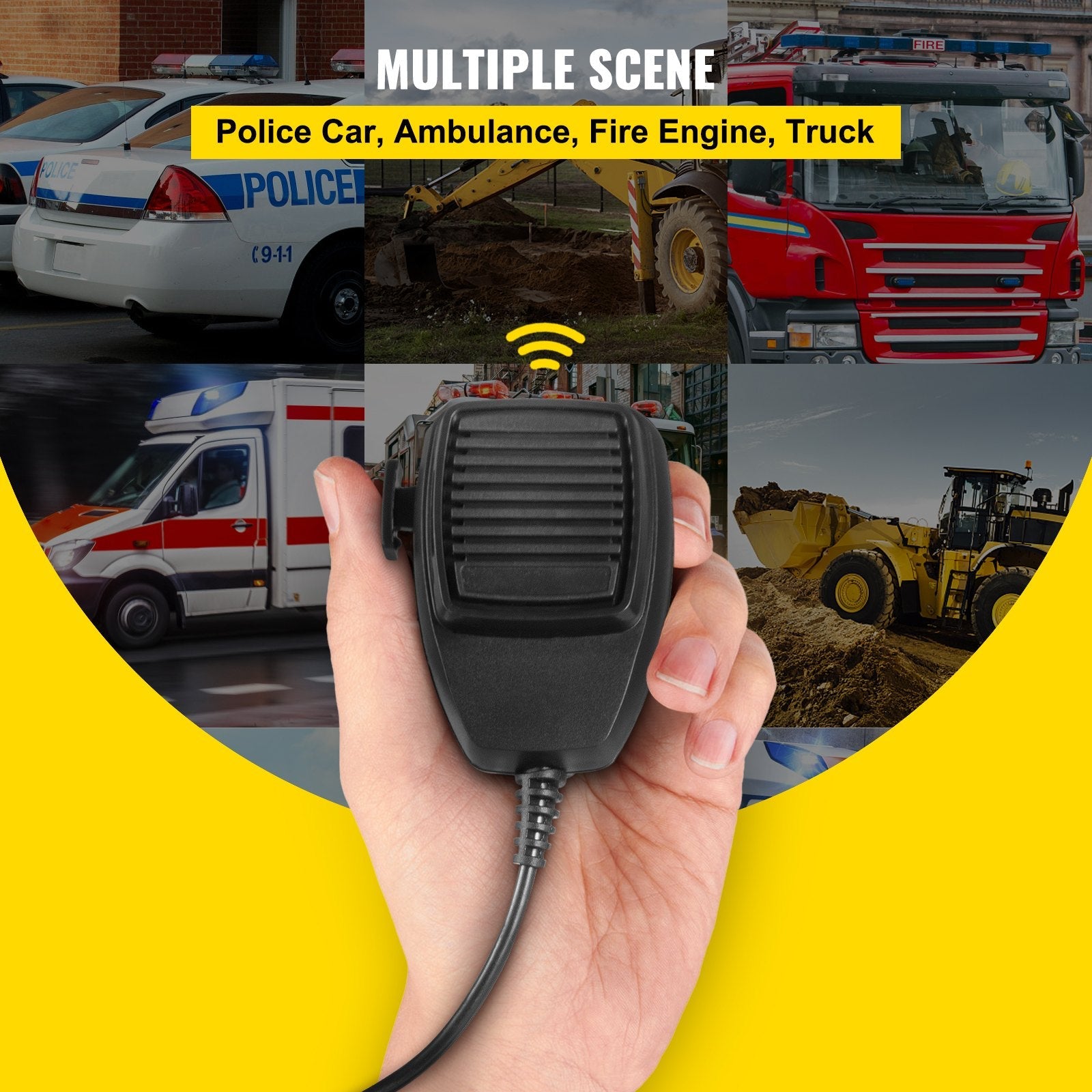 VEVOR Siren Bundle 8 Tones Emergency Warning Siren, 200W, with PA Speaker MIC System Vehicle Siren Box Fit for Police, Ambulance, Fire Fighting and Engineer Vehicles 