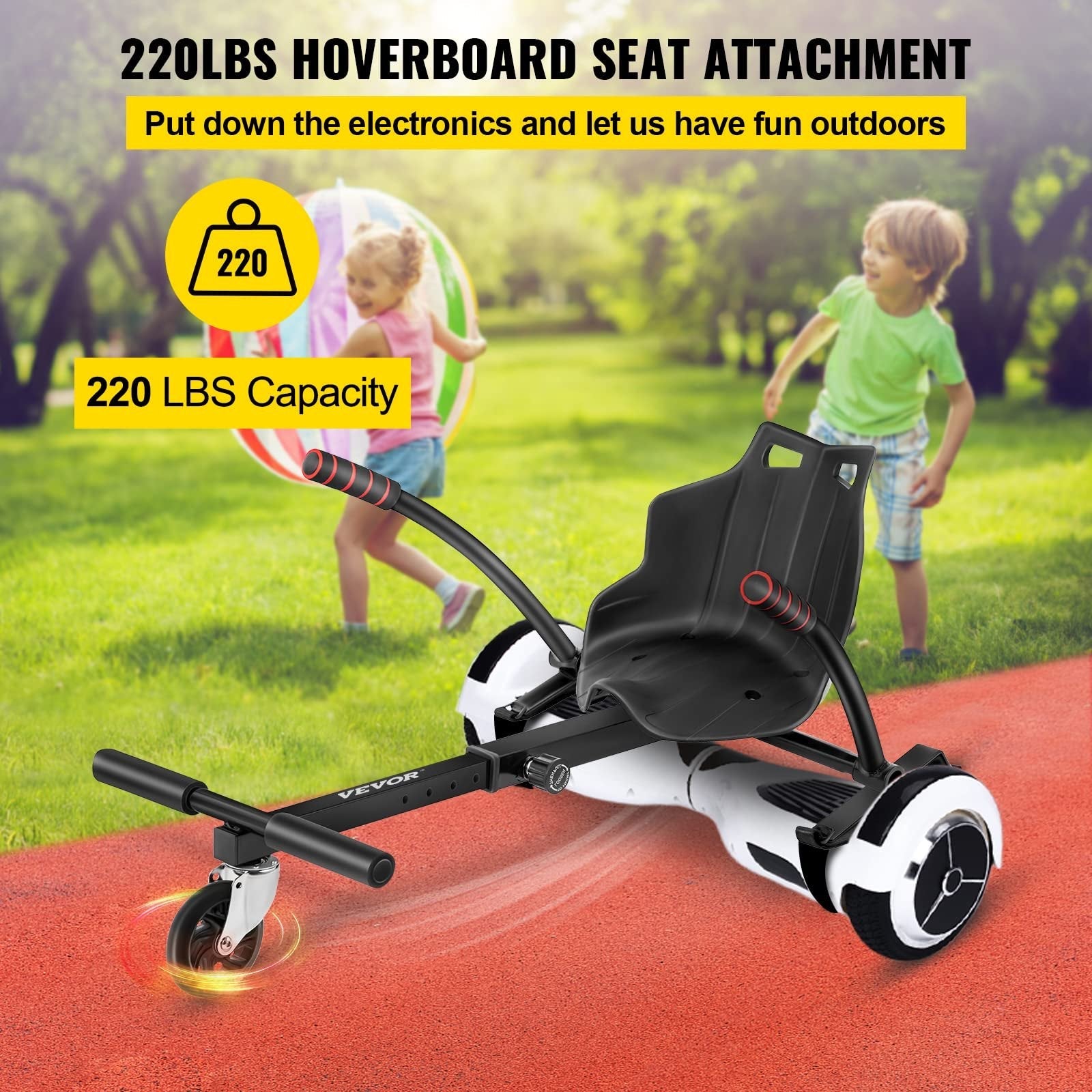 VEVOR Hover Kart Cool Mini Hover Board Cart Two Wheel Self Balancing Scooter 6.5" 8" 10"  Adjustable Anti-Overturn Wheel Fits for Kids or Adults 