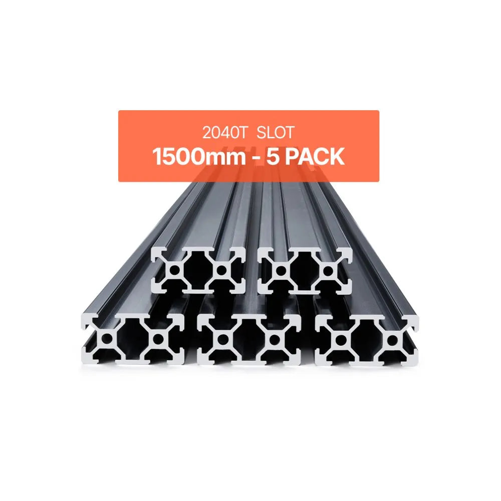VEVOR 5PCS 2040 Aluminum Extrusion Profile 59" (1500mm) T-Slot Linear Rails, European Standard Anodized 6063-T5 Aluminum for CNC Machines, 3D Printers, Laser Engravers & DIY Projects - Black