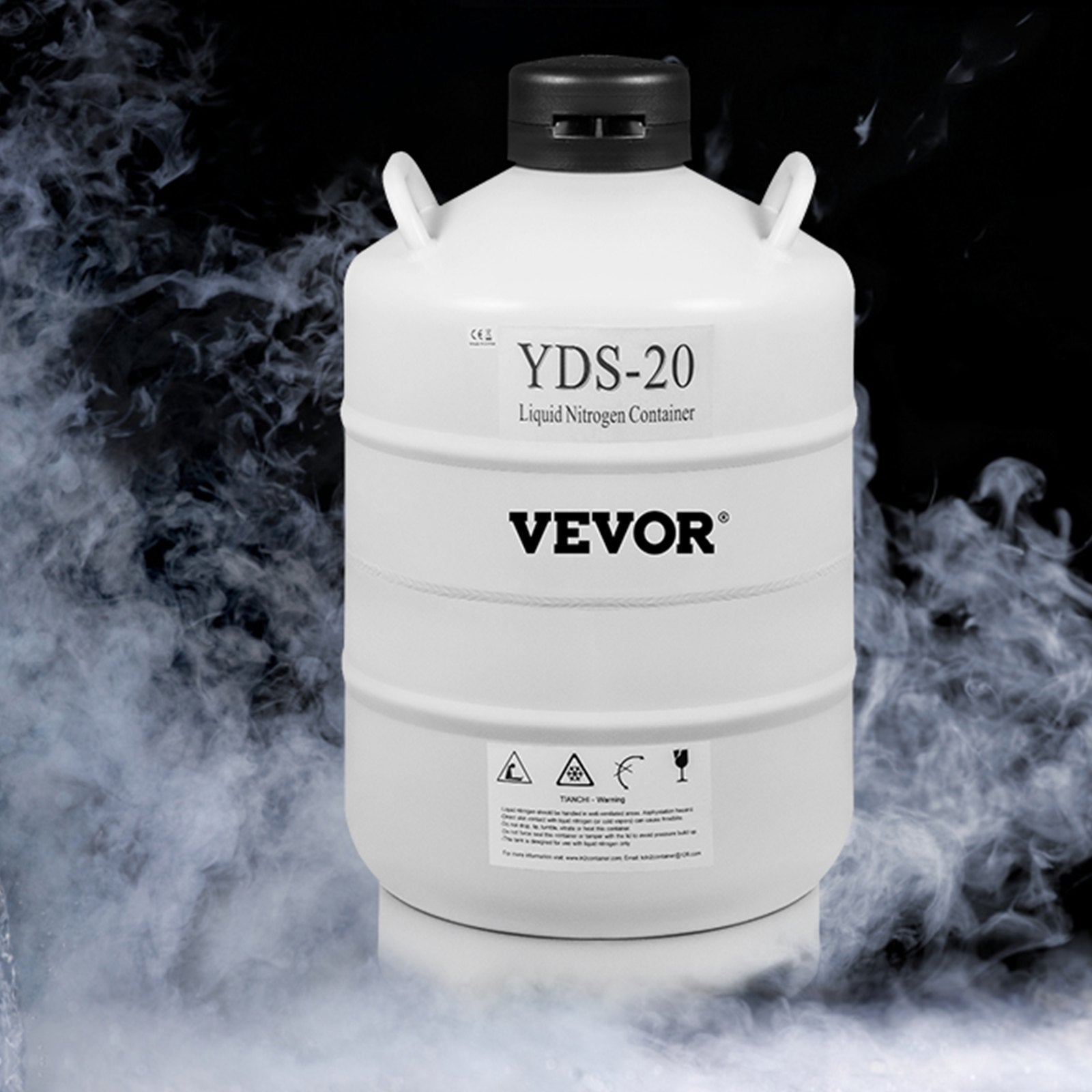 20L Liquid Nitrogen Storage Tank Static Cryogenic Container with 6 Canisters 