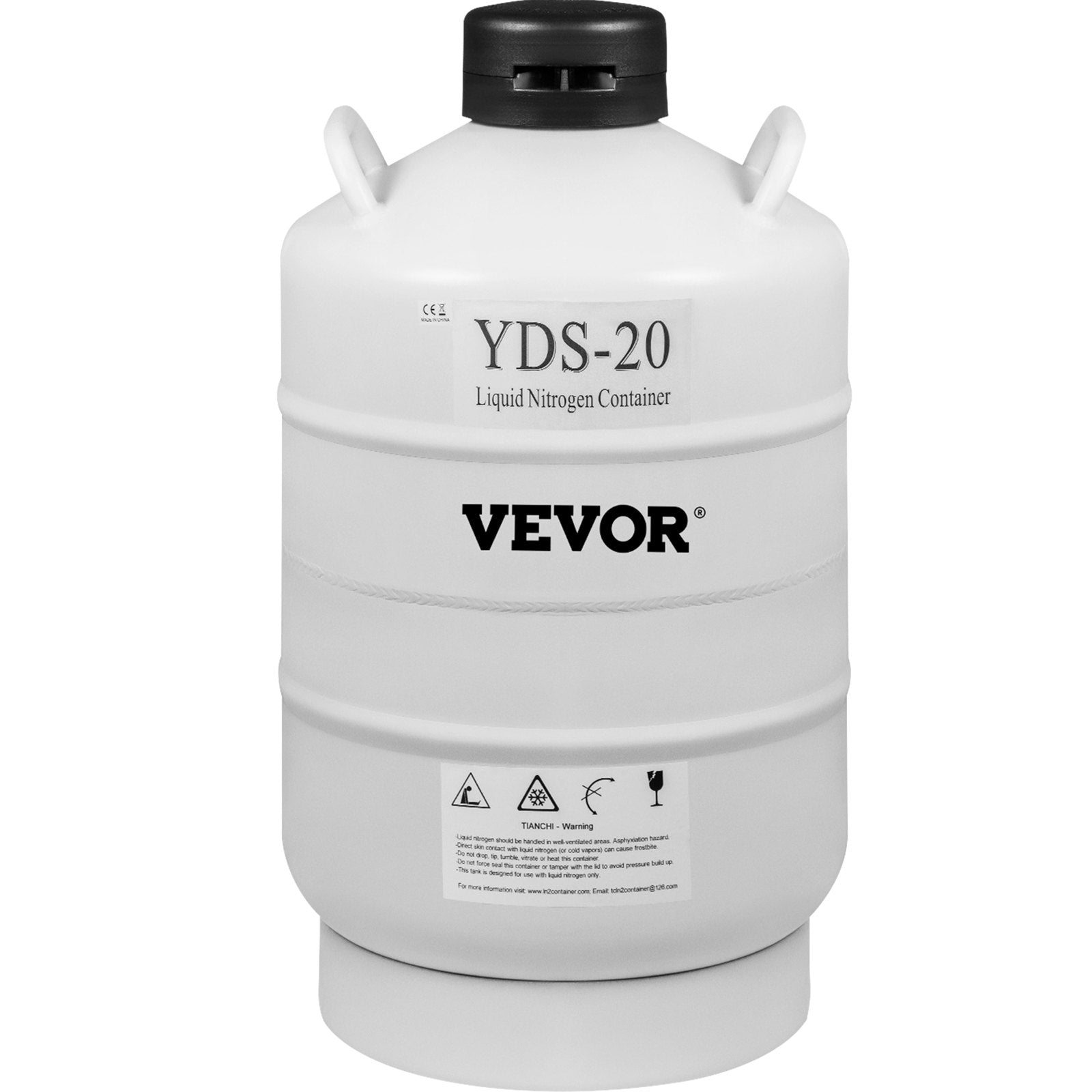 20L Liquid Nitrogen Storage Tank Static Cryogenic Container with 6 Canisters 