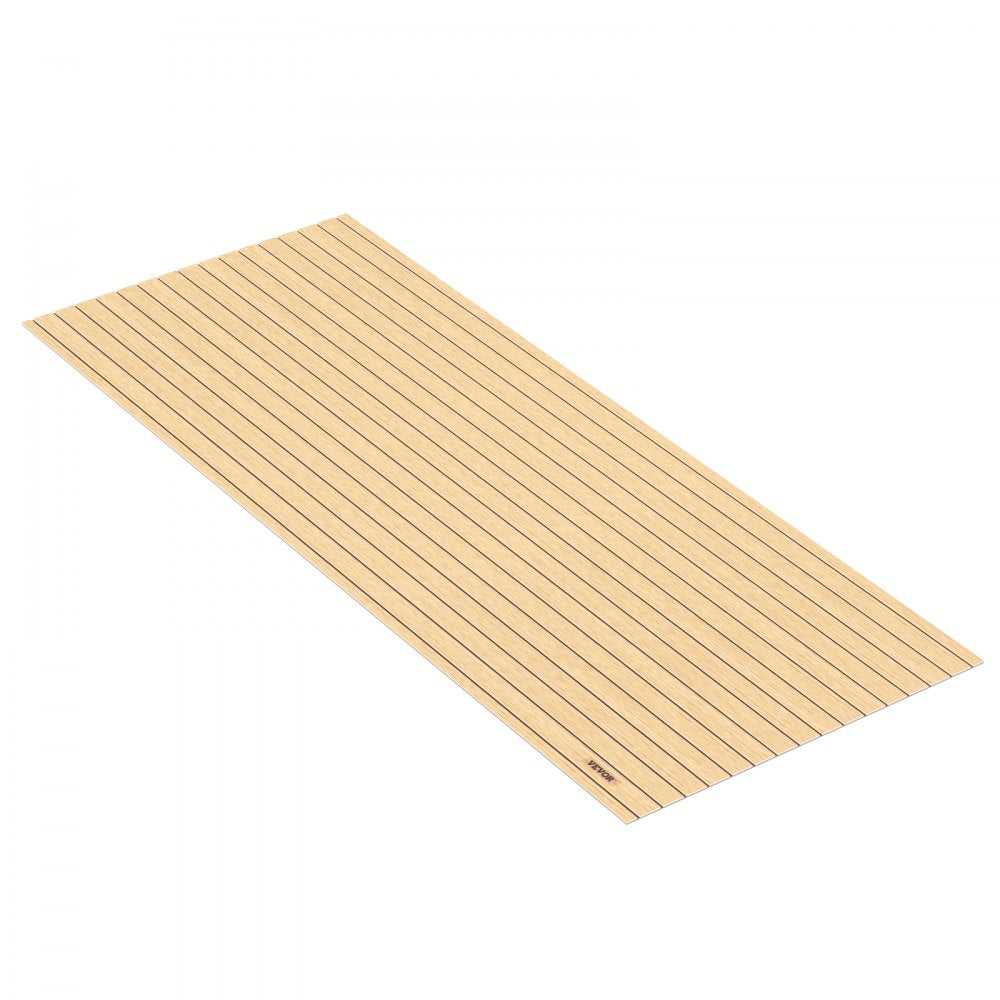 VEVOR Boat Decking Sheet 6MM Thick Non-Skid EVA Foam Faux Teak Decking Self-Adhesive Marine Yacht RV Swimming Pool Garden Boat Flooring Sheet 90.5"x35.4" Flooring Sheet 