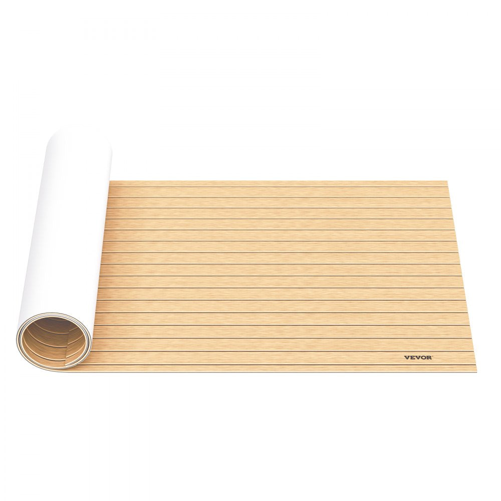 VEVOR Boat Decking Sheet 6MM Thick Non-Skid EVA Foam Faux Teak Decking Self-Adhesive Marine Yacht RV Swimming Pool Garden Boat Flooring Sheet 90.5"x35.4" Flooring Sheet 