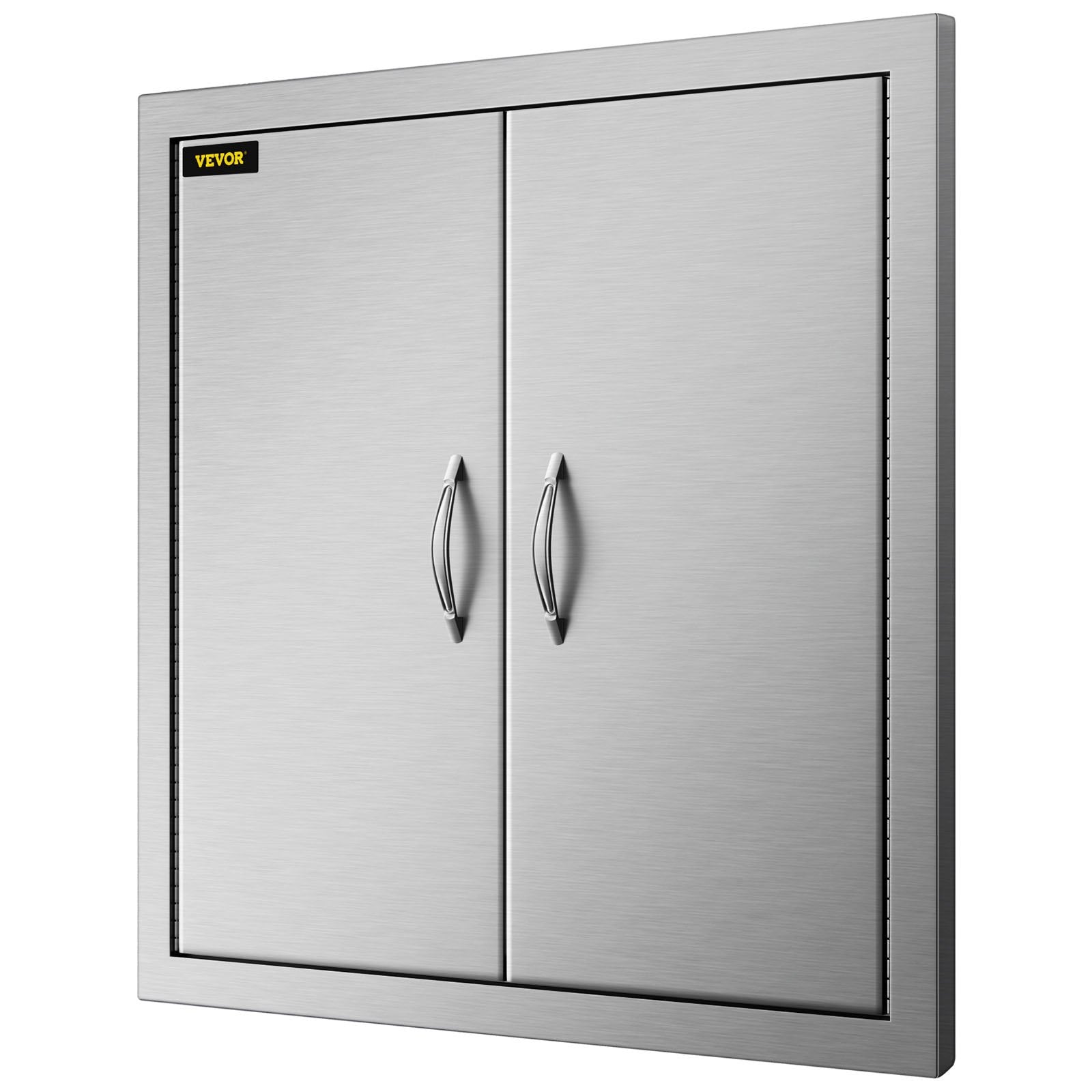 VEVOR BBQ Access Door 24W x 24H Inch, Grill Door Double Door Brushed Stainless Steel, Outdoor Kitchen Doors for BBQ Island Grilling Station 