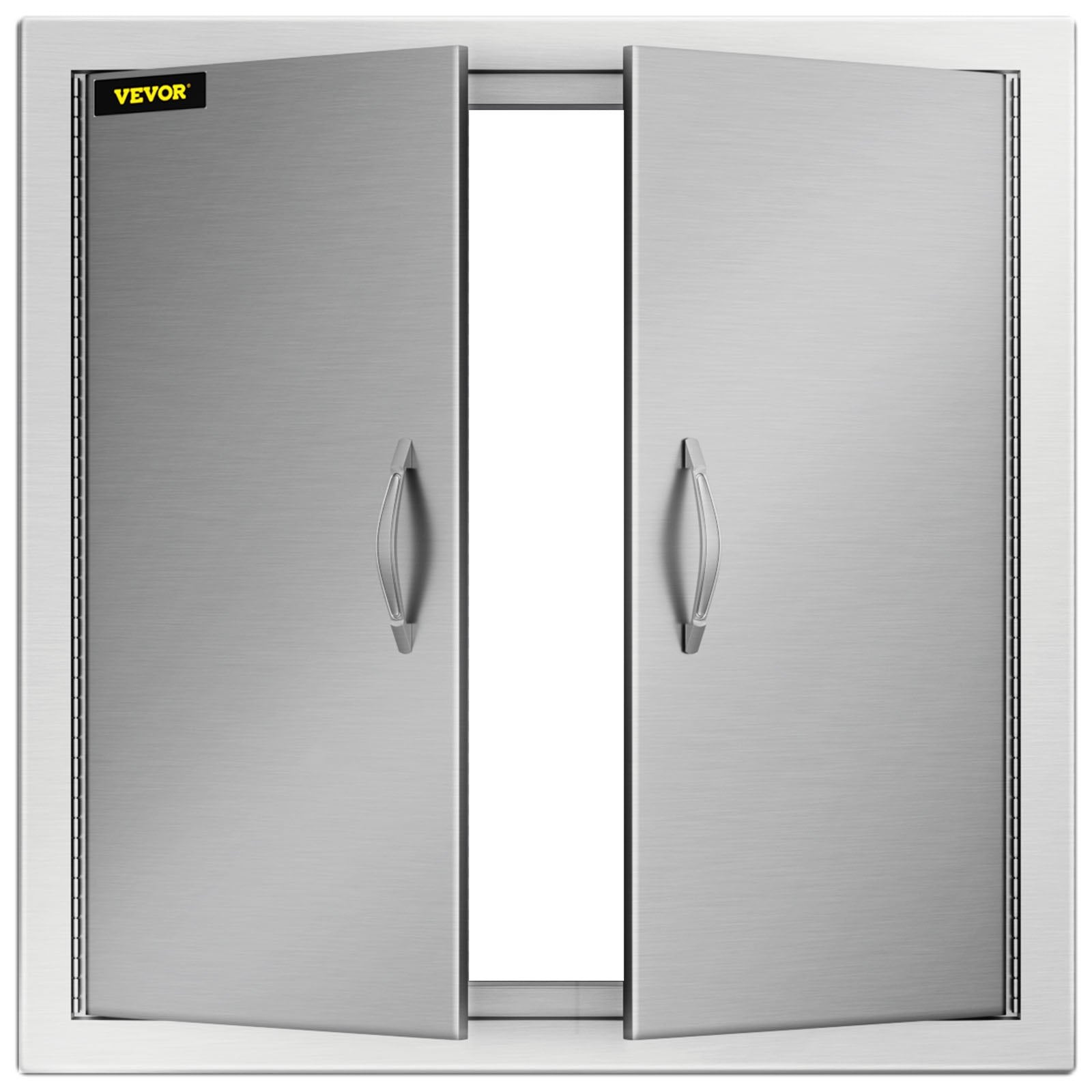 VEVOR BBQ Access Door 24W x 24H Inch, Grill Door Double Door Brushed Stainless Steel, Outdoor Kitchen Doors for BBQ Island Grilling Station 