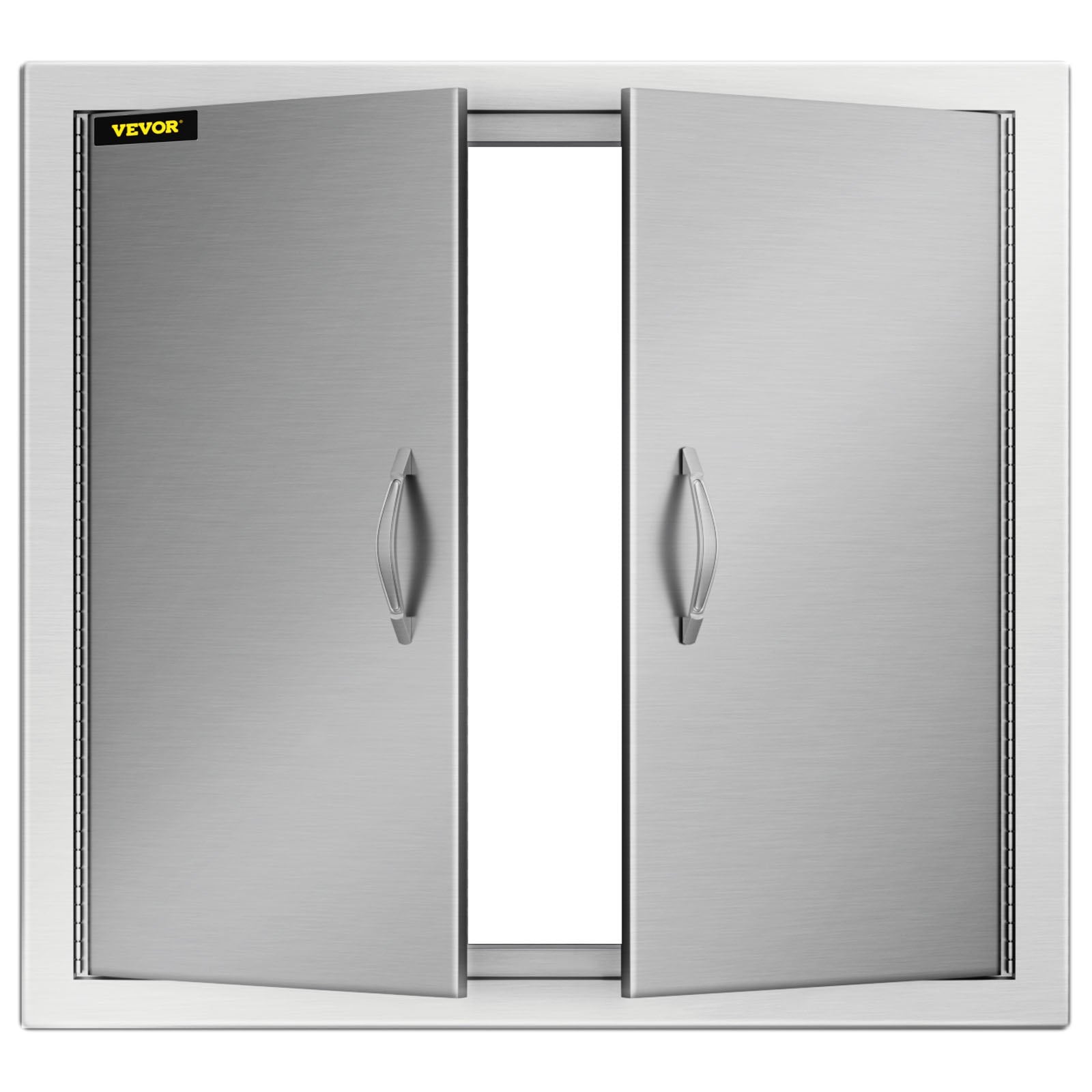 VEVOR Outdoor Kitchen Access 26\"x 24\" Wall Construction Stainless Steel Flush Mount for BBQ Island, 26inch x 24inch, Double Door 
