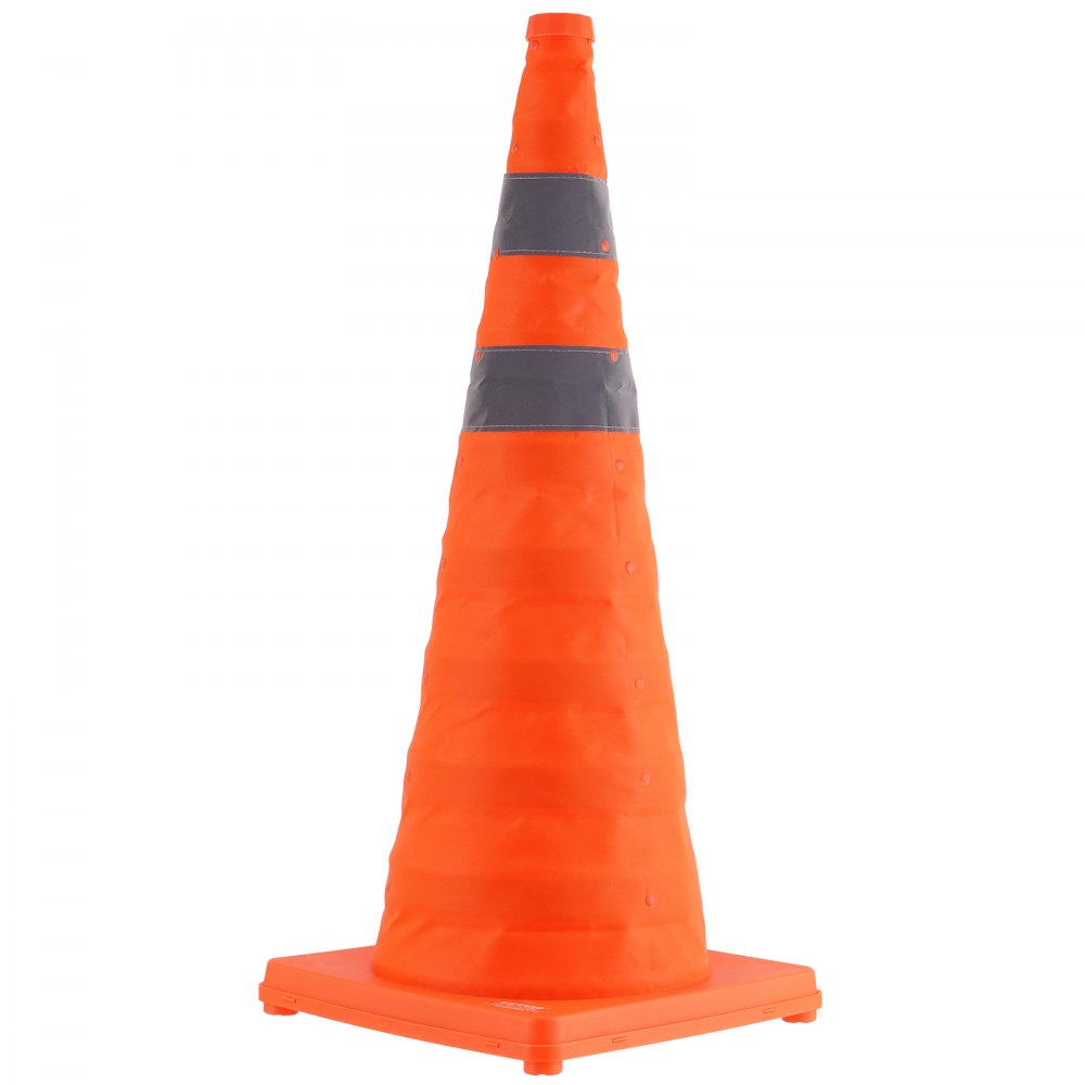 VEVOR Safety Cones, 4 Pack 28 inch Collapsible Traffic Cones, Construction Cones with Reflective Collars, Wide Base and A Storage Bag, for Traffic Control, Driving Training, Parking Lots 