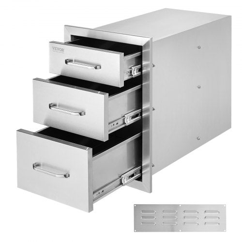 BBQ Island/ Outdoor Kitchen Triple Drawers 20.25"X14" Stainless Steel BBQ Drawer