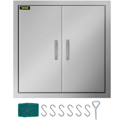 VEVOR 31 Inch BBQ Access Door 304 Stainless Steel BBQ Island 31W x 31H Inchs Double Door with Paper Towel Holder for Outdoor Kitchen