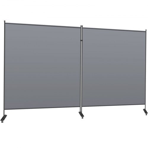 VEVOR Office Partition 142" W x 14" D x 72" H Room Divider Wall 2-Panel Office Divider Folding Portable Office Walls Dividers with Non-See-Through Fabric Room Partition Gray for Room Office Restaurant