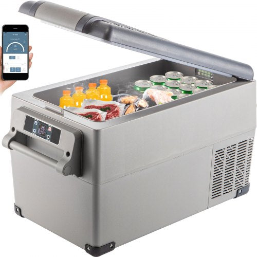 VEVOR Portable Refrigerator 37 Quart(35 Liter),12 Volt Refrigerator App Control(-4?~68?), Car Refrigerator Dual Zone with 12/24v DC & 110-240v AC for Camping, Travel, Fishing, Outdoor or Home Use