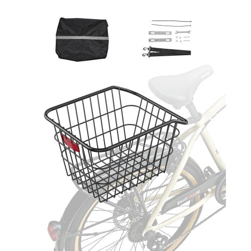 VEVOR Rear Bike Basket Metal Wire Bicycle Basket Reflective Tail Light Cover 
