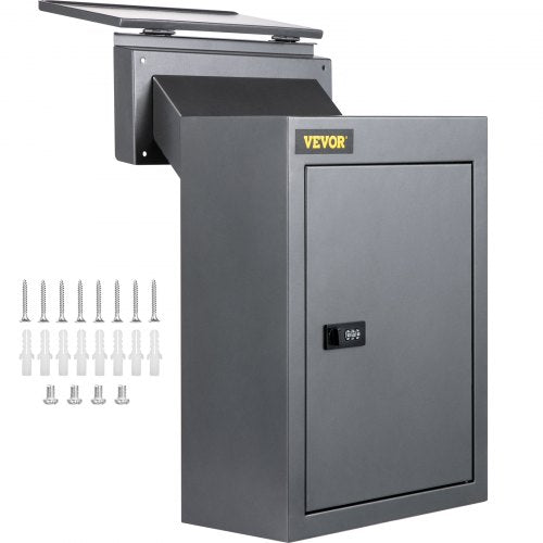 Vevor Through-the-wall Mailbox Letter Drop Box W/adjustable Chute&code Lock Grey