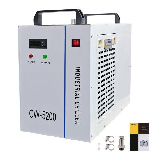 VEVOR Industrial Water Chiller CW5200DG, 8.5L 1400W 0.93HP Water Cooler Cools 5200 BTU/Hour Thermolysis Water Chiller for CO2 130 to 150W Laser Engraving & Cutting Machines