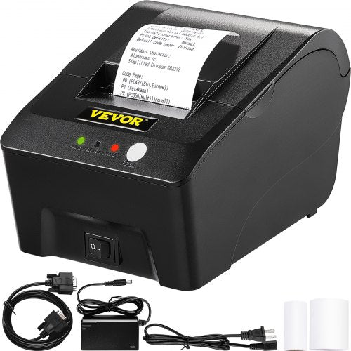 VEVOR Printer Receipt, 58mm Thermal Printer, ESC/POS Command Thermal Receipt Printer, Portable for Bank, Supermarket, Office, Restaurant Support Win 2003/XP/7/8/10 & Cashbox Driver