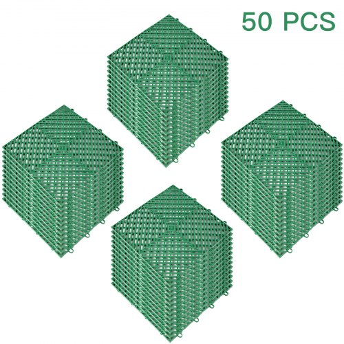 VEVOR Tiles Interlocking 50 PCS Green, Drainage Tiles 12x12x0.5 Inches, Deck Tiles Outdoor Floor Tiles, Outdoor Interlocking Tiles, Deck Flooring for Pool Shower Bathroom Deck Patio Garage