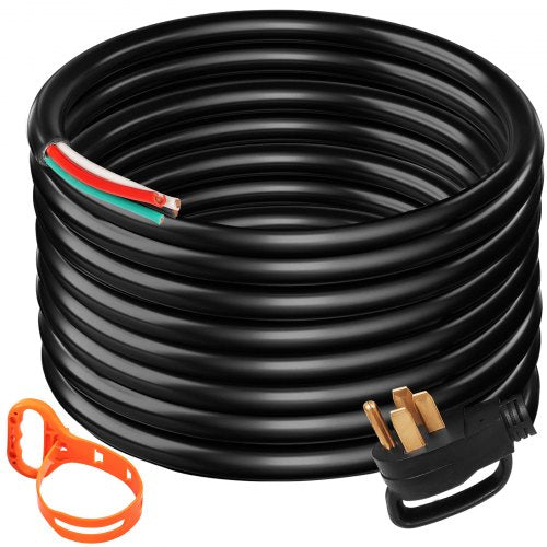 VEVOR 15Ft 50 Amp Generator Extension Cord 4 Wire 6 Gauge STW 6/3+8/1 Generator Cord 125V 250V Tested to UL Standards Generator Power Cord N14-50P & SS2-50R Portable Handle (15Ft 50 Amp) 