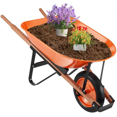 VEVOR Wheelbarrow Cart One Wheel Garden Dump Cart 330 lbs Yard Utility Cart 