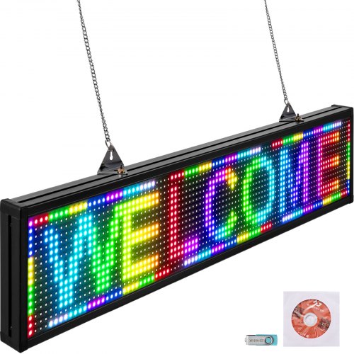 VEVOR WiFi P10 Led Sign Full Color 38\" x 6.5\", Indoor High Resolution Programmable Led Scrolling Display and New SMD Technology,Perfect Solution for Advertising