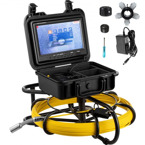 VEVOR Sewer Camera 200ft Pipe Pipeline Inspection Camera 9 Inch Color LCD Monitor Pipe Inspection Equipment IP68 Borescope Endoscope Waterproof (Camera Size: 23mm x 120mm)