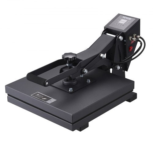 VEVOR Heat Press Machine, 15x15in / 38x38cm, Clamshell Sublimation Transfer Printer with Teflon Coated, Digital Precise Heat Control, Silica-Gel Sponge Powerpress for T-Shirt Bag Pad, Black