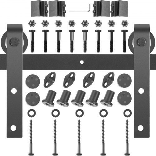 VEVOR Sliding Barn Door Hardware Kit, 6FT Barn Door Kit, 330LBS Load-Bearing Double Barn Door Hardware Kit, Carbon Steel Barn Door Track, Darn Door for 1.57-1.77" Thickness & 3FT Wide Door Panel