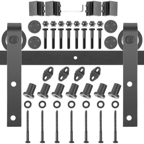 VEVOR Sliding Barn Door Hardware Kit, 9FT Barn Door Kit, 330LBS Load-Bearing Double Barn Door Hardware Kit, Carbon Steel Barn Door Track, Darn Door for 1.37-1.77\" Thickness & 4.5FT Wide Door Panel