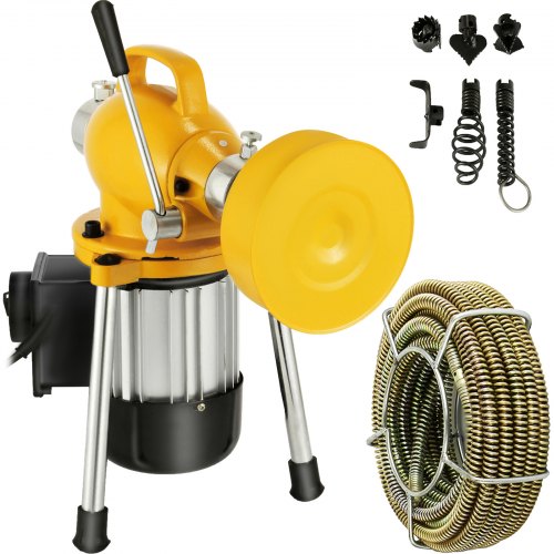 VEVOR Drain Cleaner Machine, 66Ft x2/3Inch Electric Drain Auger with 2 Cables for 3/4\" to 4\" Pipes, Power Spin with Autofeed Function & 6 Cutters, Sewer Snake for Toilet Sewer Bathroom Sink Shower