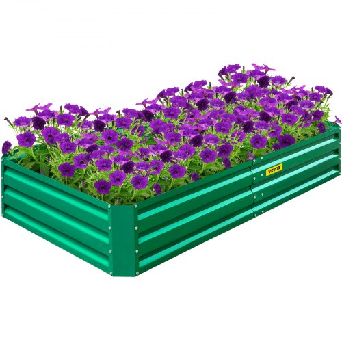 VEVOR Galvanized Raised Garden Bed, 48" x 24" x 12" Metal Planter Box, Green Steel Plant Raised Garden Bed Kit, Planter Boxes Outdoor for Growing Vegetables, Flowers, Fruits, Herbs, and Succulents