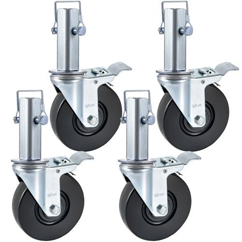 VEVOR 4 Pack 5 Inch Iron Core Polyurethane Swivel Caster with Dual Locking Brake Adjustable Legs 440 LBS Capacity per Wheel