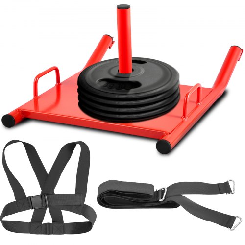 VEVOR Weight Sled Push Pull Heavy High Training Sled Drag Fitness HD Power Speed Training Sled for Athletic Exercise and Fitness Strength Training ( Red )