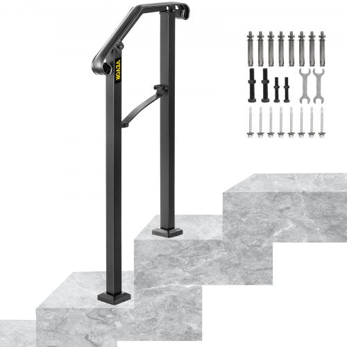 Fits 1 Step Handrail Arch #1 Matte Black Iron Powder Coating Brick Steps