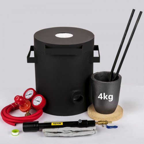 VEVOR Propane Melting Furnace, 2462°F, 4 KG Metal Foundry Furnace Kit with Graphite Crucible and Tongs, Casting Melting Smelting Refining Precious Metals Like Gold Silver Aluminum Copper Brass Bronze