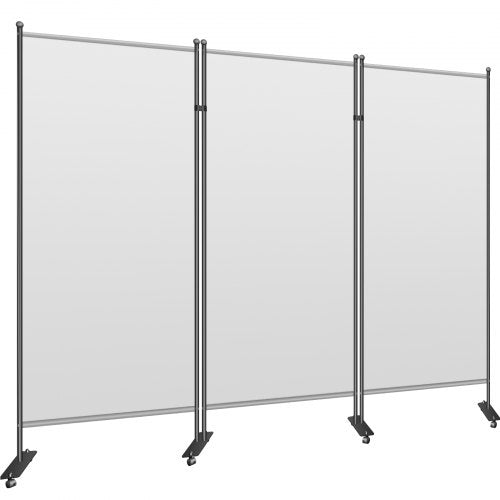 VEVOR Office Partition 89" W x 14" D x 73" H Room Divider Wall 3-Panel Office Divider Folding Portable Office Walls Dividers with Non-See-Through Fabric Room Partition Gray for Room Office Restaurant